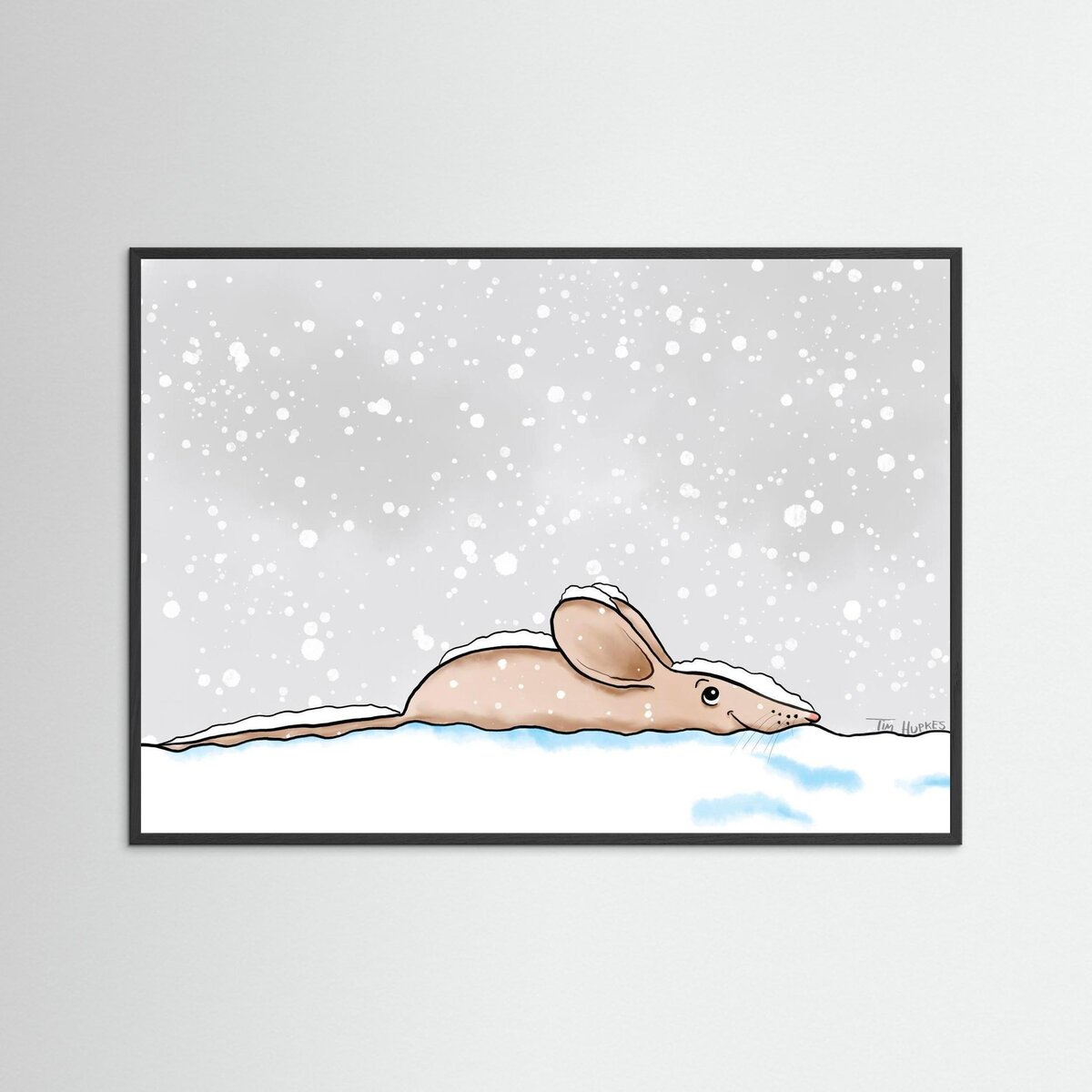 Snow Mouse| Fine Art Paper Print | Black Frame