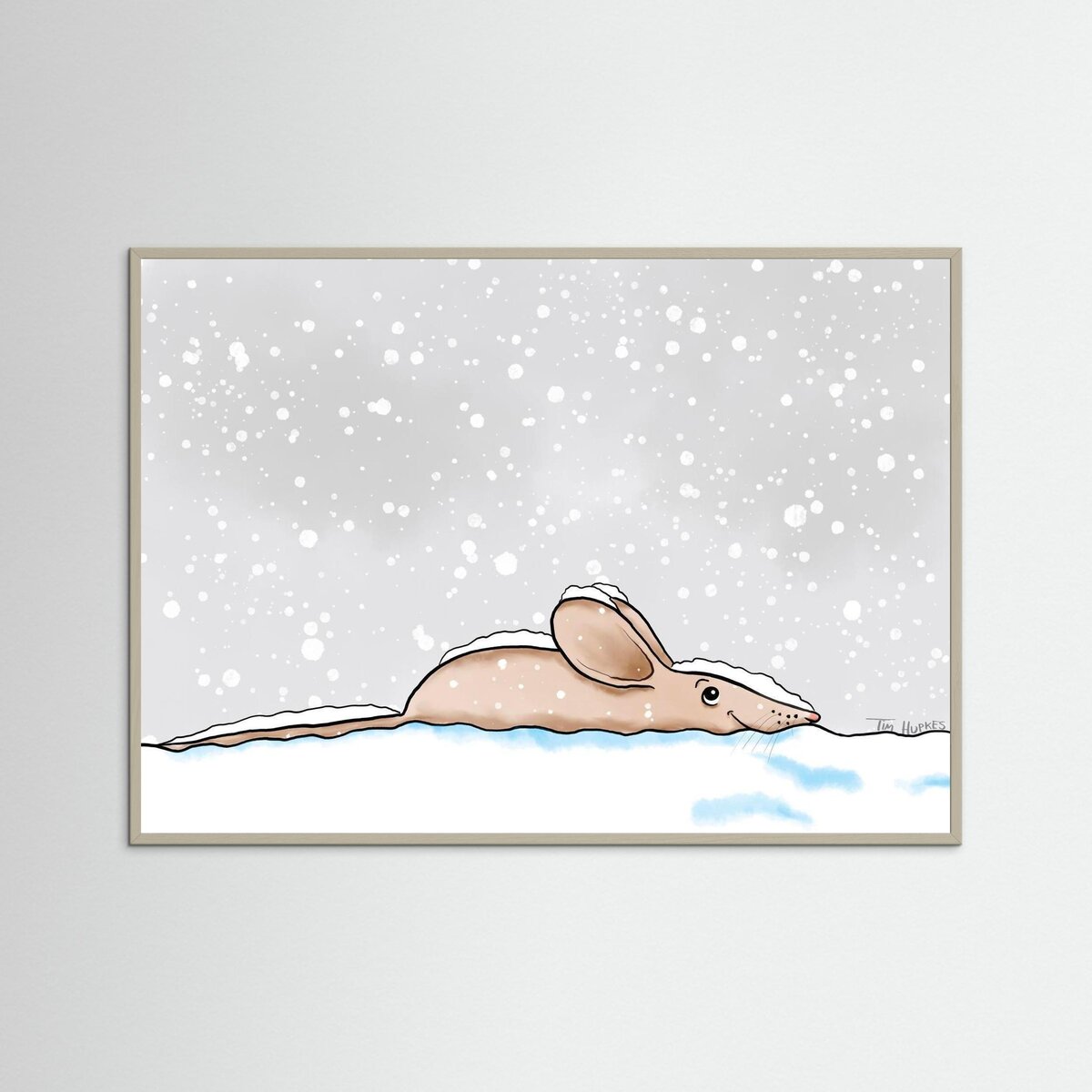 Snow Mouse | Fine Art Paper Print | Grey Frame