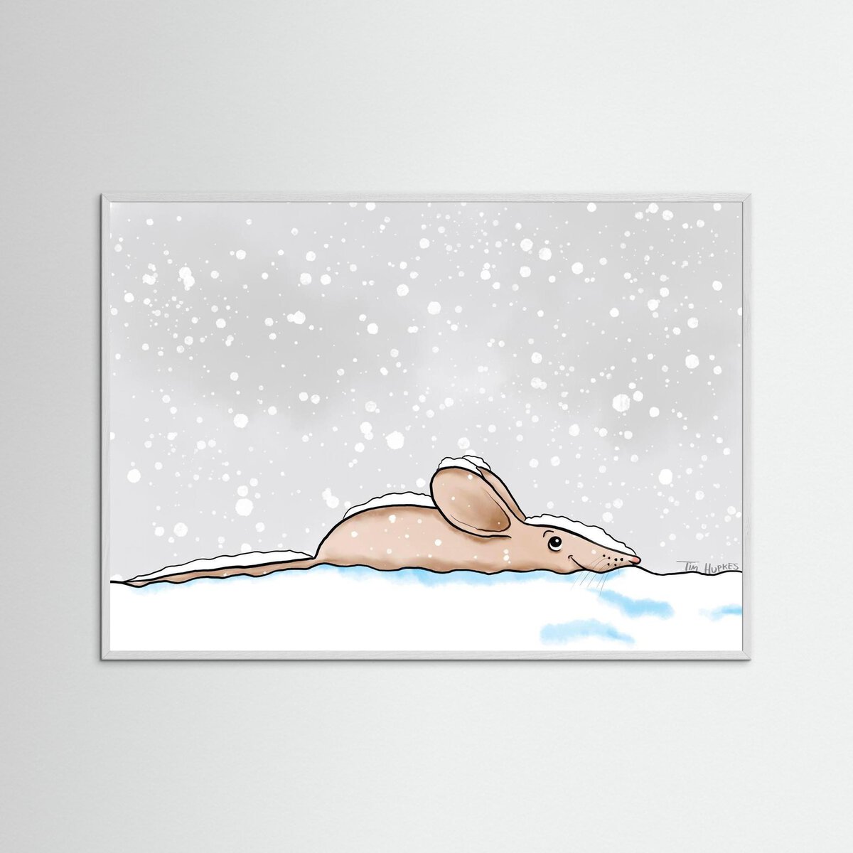 Snow Mouse | Fine Art Paper Print | White frame